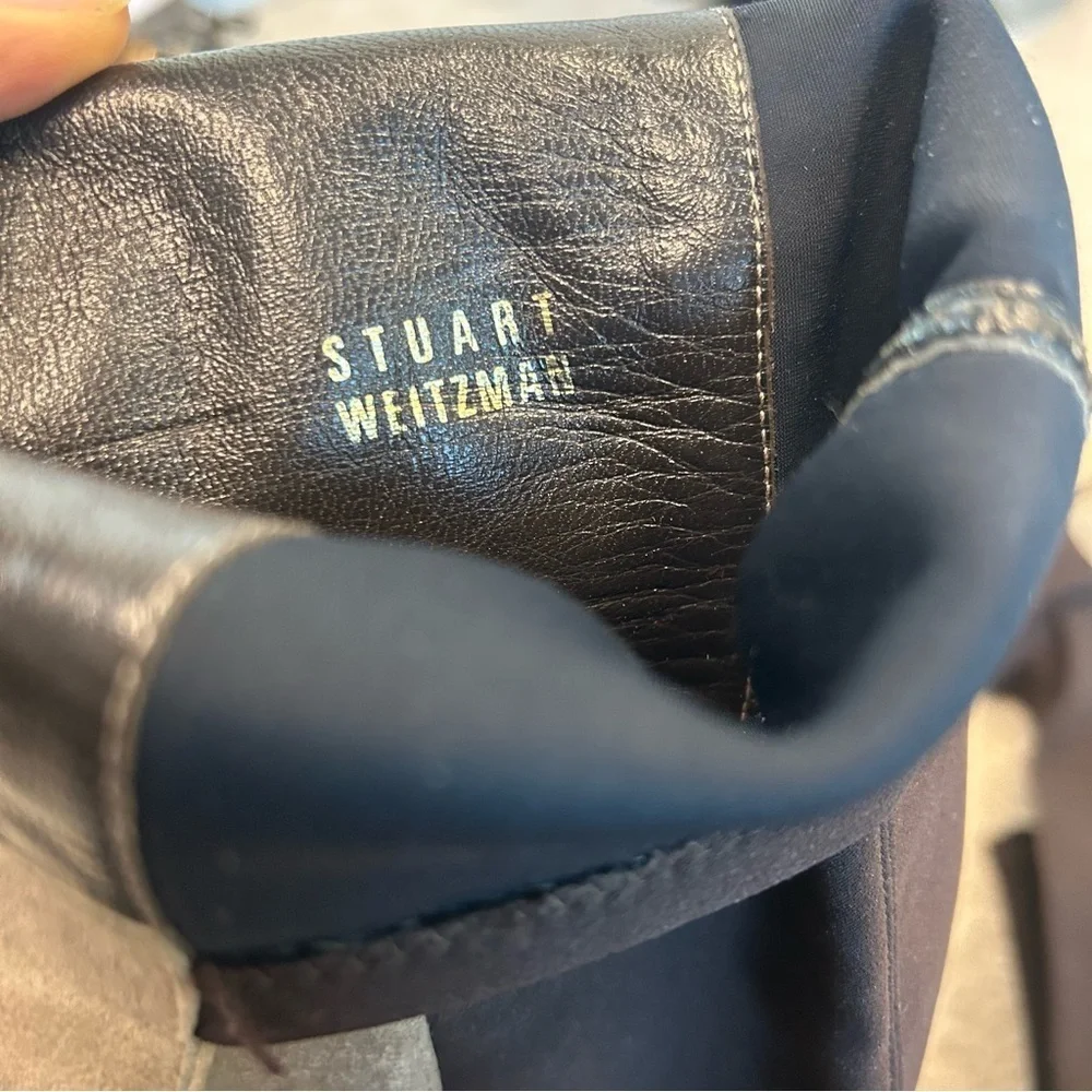 Stuart Weitzman Reserve knee-length boots tan brown suede elastic Sz 8.5